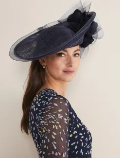 Fascinators & Hats^Phase Eight Oversized Floral Under Brim Fascinator French Navy