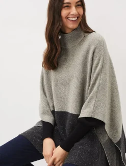 Scarves & Ponchos^Phase Eight Oya Colourblock Cape Grey/Black