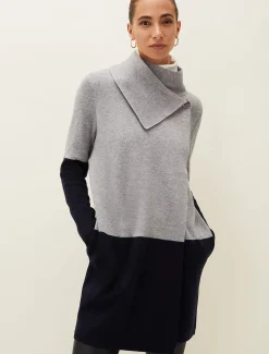 Coats^Phase Eight Paloma Colourblock Knit Coat Navy/Grey