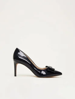 Occasion Shoes^Phase Eight Patent Bow Court Shoe Navy