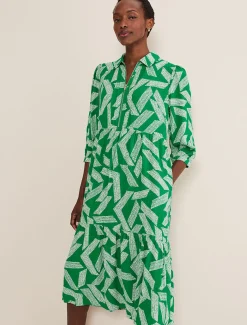 Dresses^Phase Eight Penele Abstract Midi Dress Green