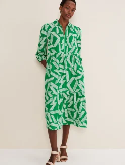 Dresses^Phase Eight Penele Abstract Midi Dress Green