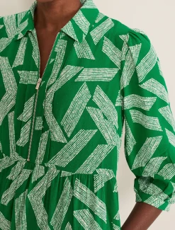 Dresses^Phase Eight Penele Abstract Midi Dress Green