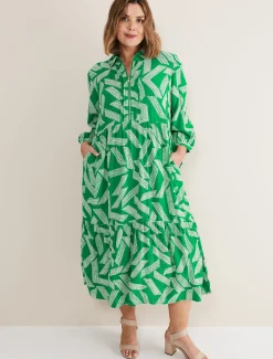 Dresses^Phase Eight Penele Abstract Midi Dress Green