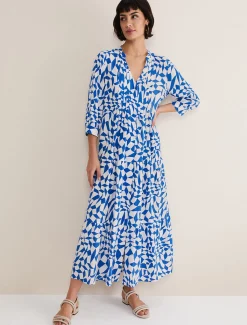 Dresses^Phase Eight Penele Geo Midaxi Dress Blue