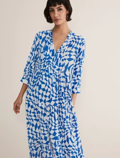 Dresses^Phase Eight Penele Geo Midaxi Dress Blue
