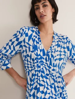 Dresses^Phase Eight Penele Geo Midaxi Dress Blue