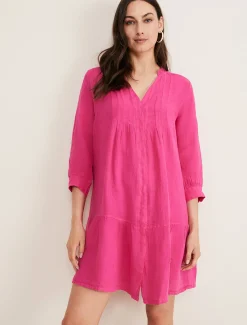Dresses^Phase Eight Penele Linen Swing Dress Magenta