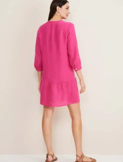 Dresses^Phase Eight Penele Linen Swing Dress Magenta