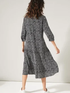 Dresses^Phase Eight Penele Print Midi Dress Black/Ivory