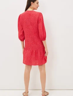 Dresses^Phase Eight Penele Print Swing Dress Pink/Red
