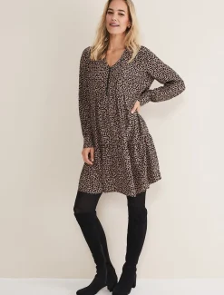 Dresses^Phase Eight Penele Zip Dress Black/Stone