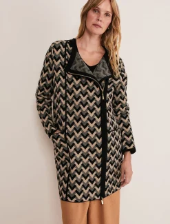 Coats^Phase Eight Perrie Geo Jacquard Knit Coat Camel/Black