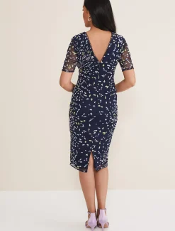 Dresses^Phase Eight Petite Aileena Embroidered Dress Navy/Multi