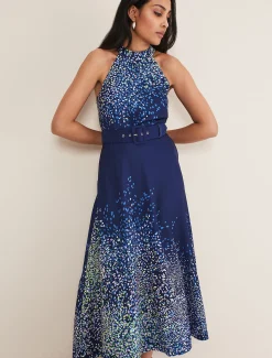 Dresses^Phase Eight Petite Clea Print Midi Dress French Navy/Multi