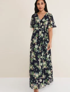 Dresses^Phase Eight Petite Georgie Tiered Maxi Dress Navy/Multi