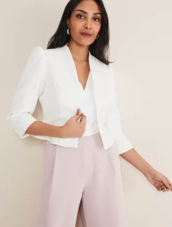 Jackets^Phase Eight Petite Isabella Bow Jacket Ivory