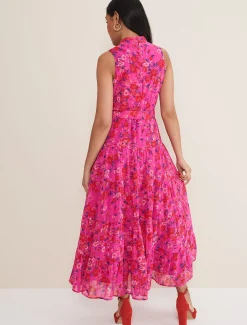 Dresses^Phase Eight Petite Kara Tiered Floral Maxi Dress Neon Pink