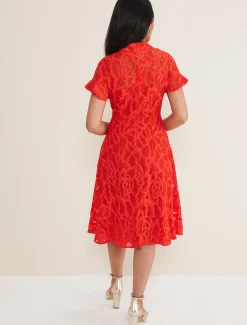 Dresses^Phase Eight Petite Lulu Lace Midi Dress Fire