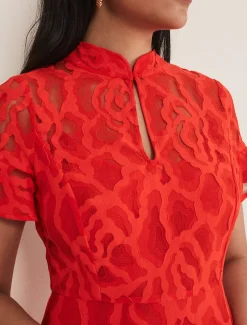 Dresses^Phase Eight Petite Lulu Lace Midi Dress Fire