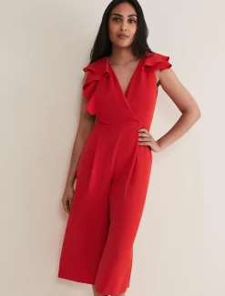 Dresses^Phase Eight Petite Nicky Ruffle Jumpsuit Fire