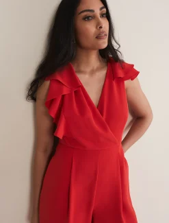 Dresses^Phase Eight Petite Nicky Ruffle Jumpsuit Fire