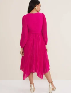 Dresses^Phase Eight Petite Petra Pleat Dress Magenta