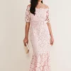 Dresses^Phase Eight Petite Tallula Lace Bardot Maxi Dress Petal Pink