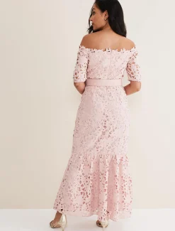 Dresses^Phase Eight Petite Tallula Lace Bardot Maxi Dress Petal Pink