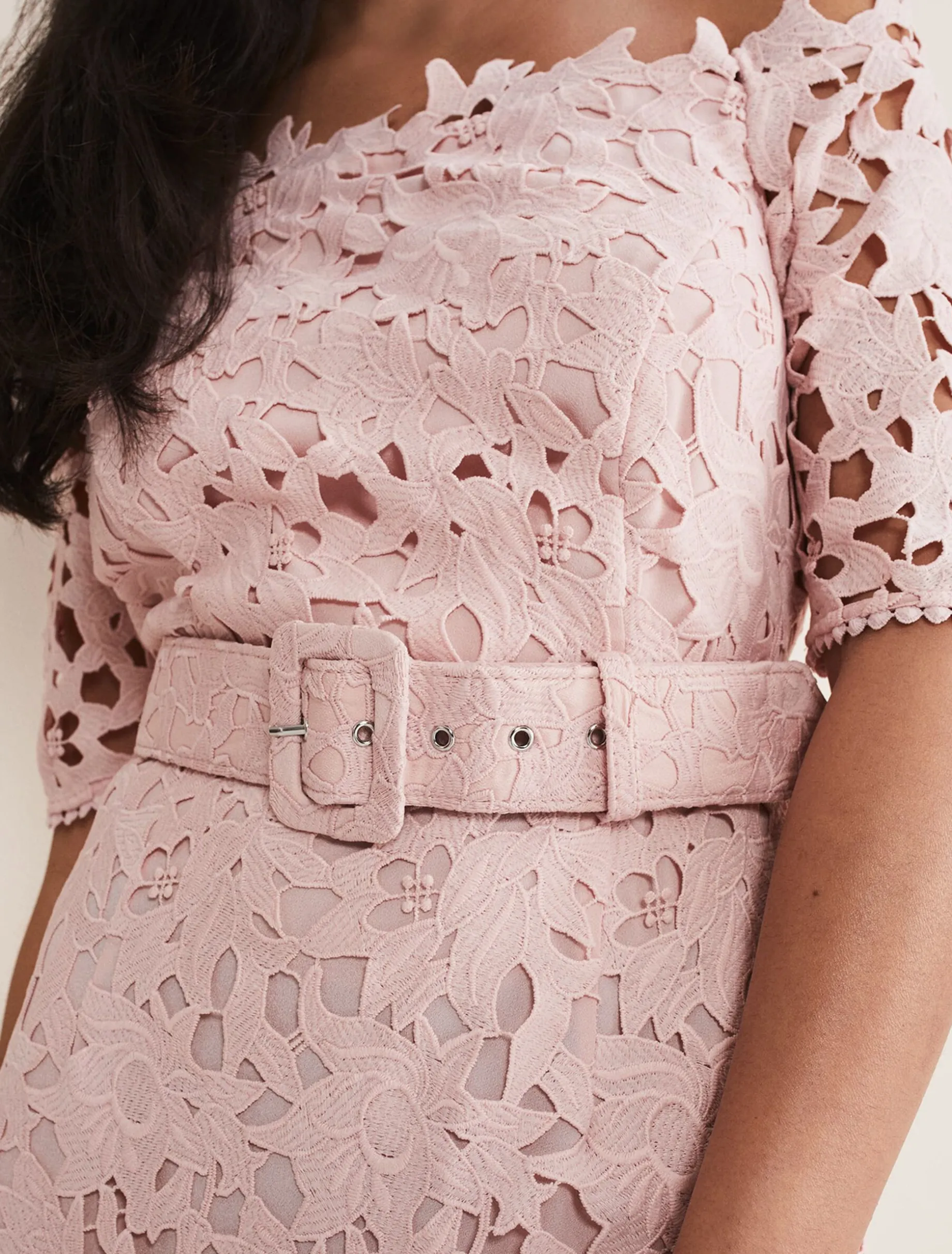 Dresses^Phase Eight Petite Tallula Lace Bardot Maxi Dress Petal Pink