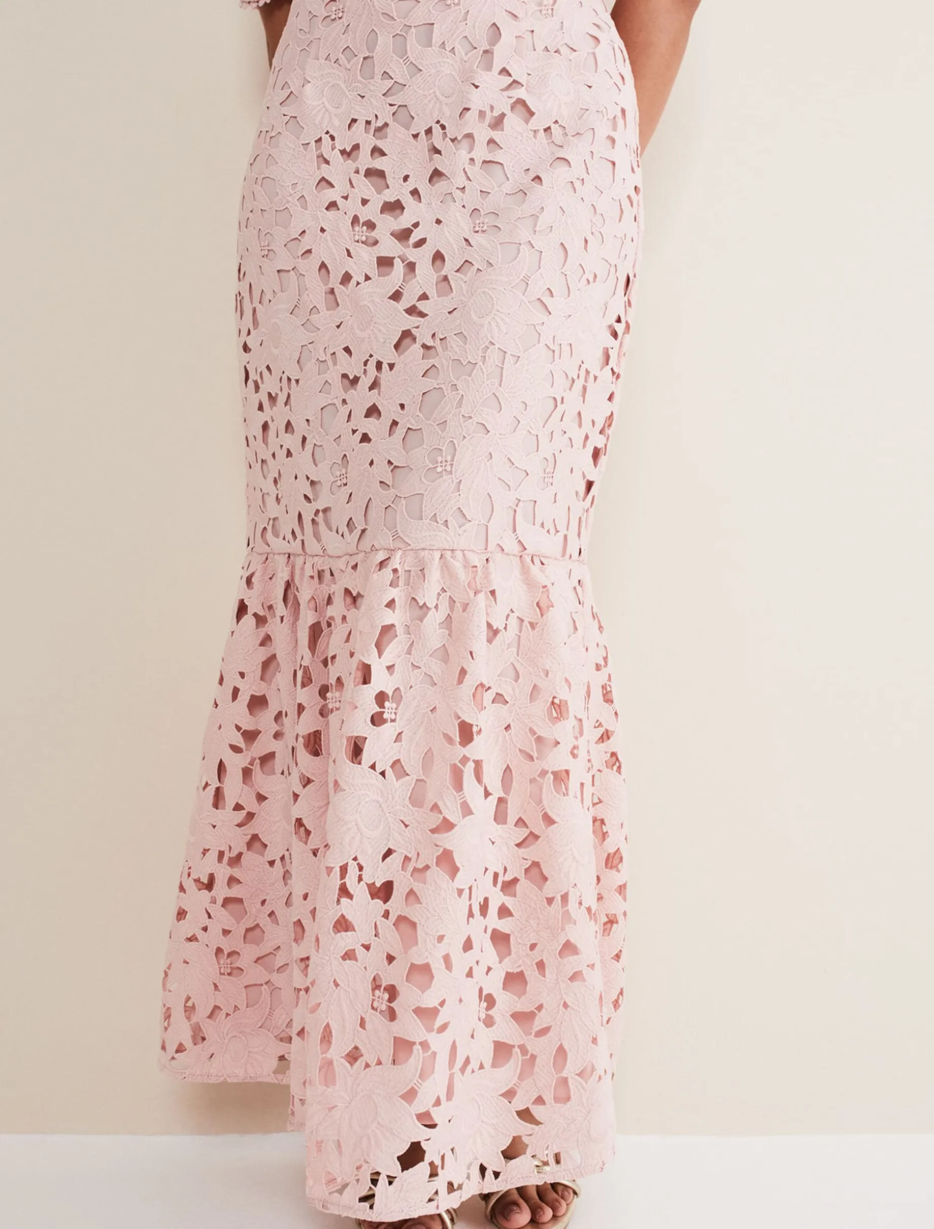 Dresses^Phase Eight Petite Tallula Lace Bardot Maxi Dress Petal Pink