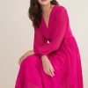 Dresses^Phase Eight Petra Pleated Wrap Dress Magenta Pink