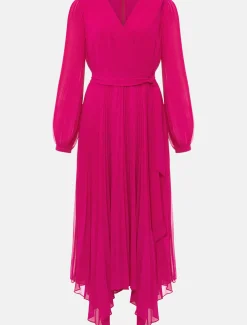 Dresses^Phase Eight Petra Pleated Wrap Dress Magenta Pink