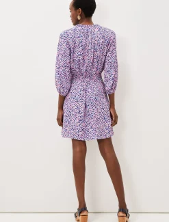 Dresses^Phase Eight Phillipa Almond Print Short Dress Pink Multi