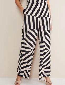 Trousers & Shorts^Phase Eight Phillis Striped Wide Leg Trousers Black/Pink