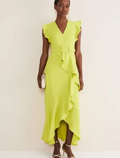 Dresses^Phase Eight Phoebe Frill Maxi Dress Lime