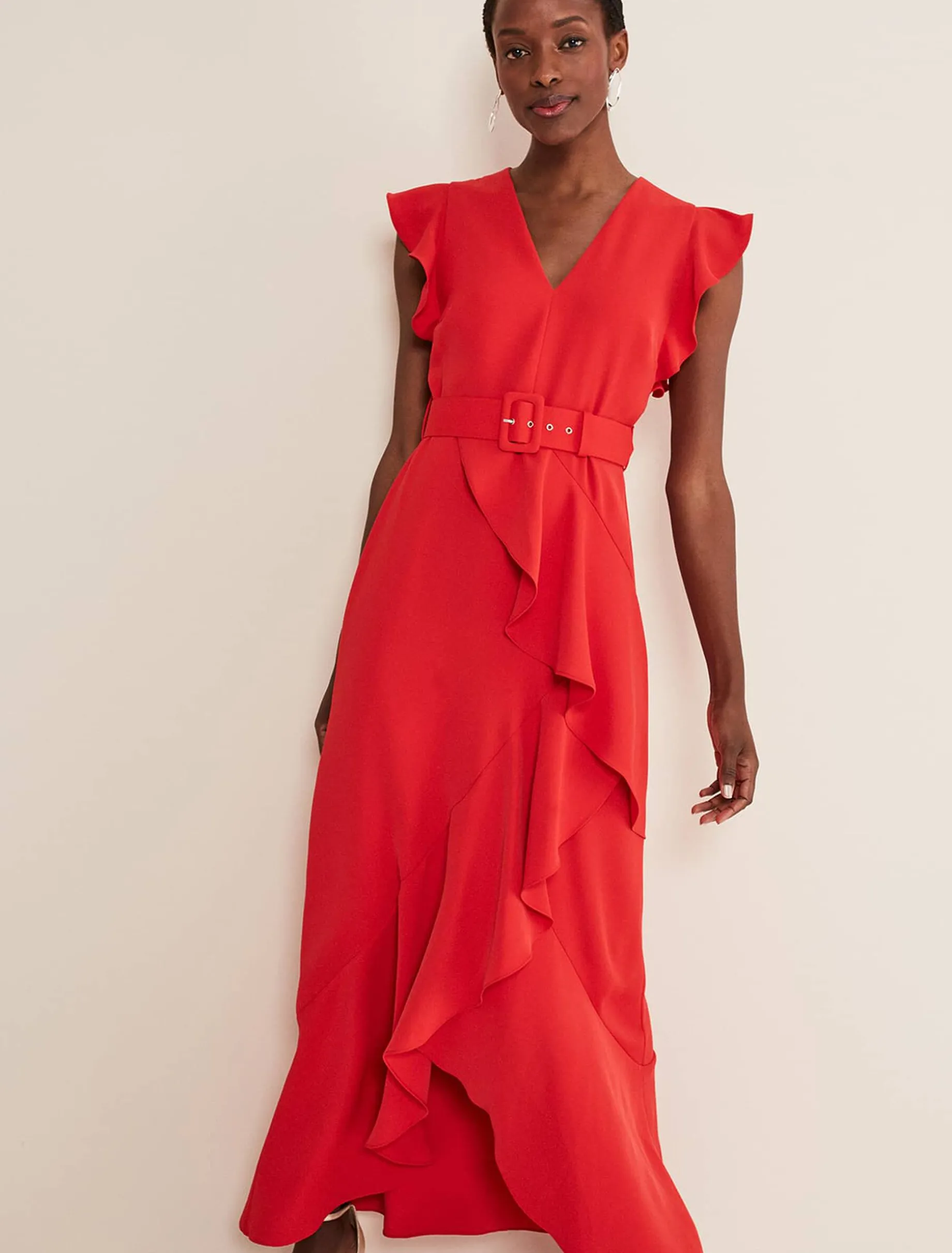 Dresses^Phase Eight Phoebe Frill Maxi Dress Fire