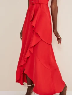 Dresses^Phase Eight Phoebe Frill Maxi Dress Fire