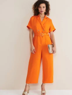 Dresses^Phase Eight Pria Linen Jumpsuit Orange