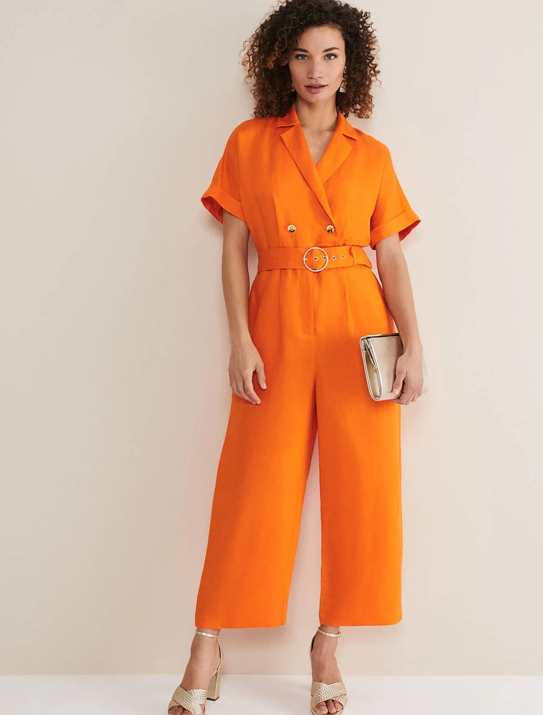 Dresses^Phase Eight Pria Linen Jumpsuit Orange