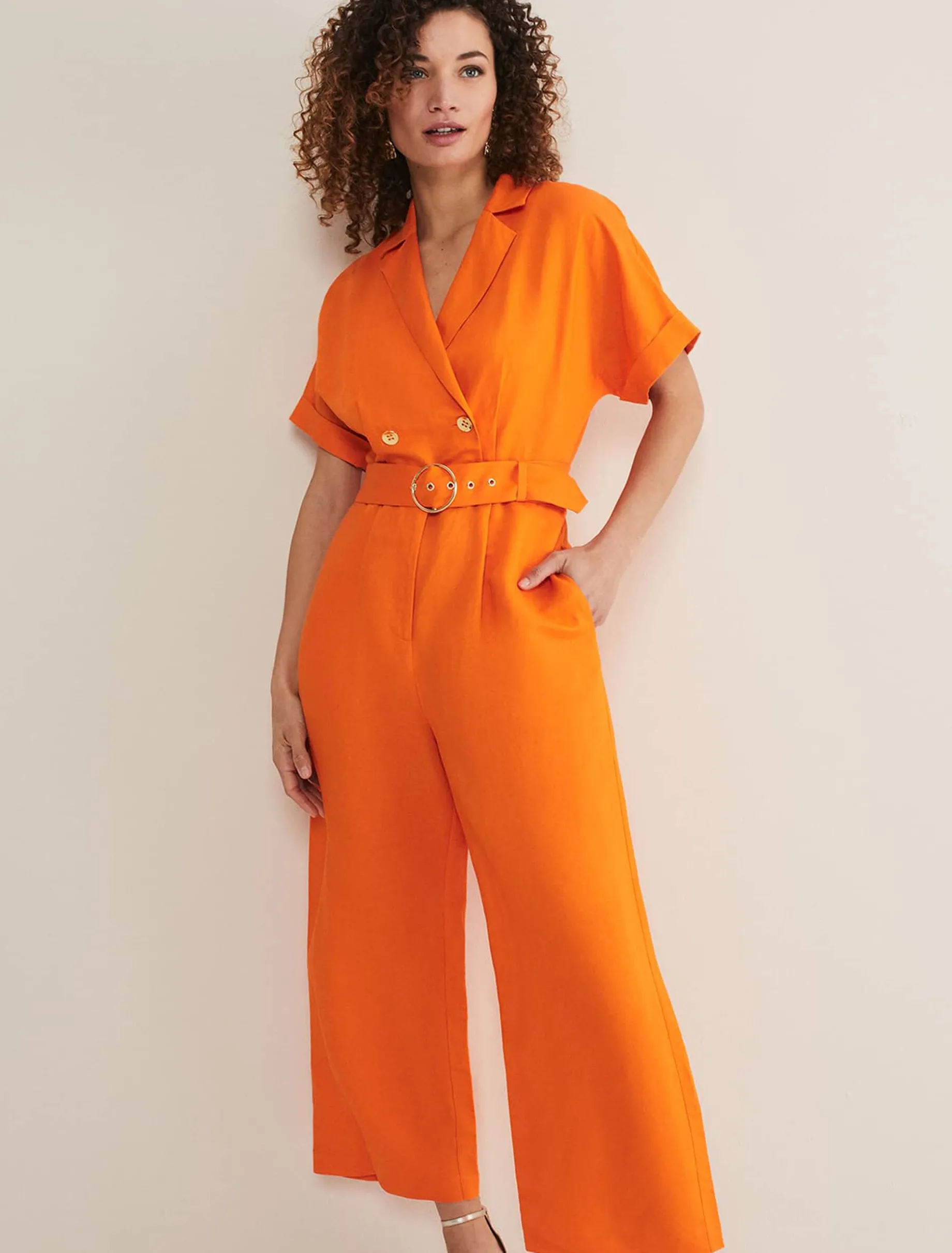 Dresses^Phase Eight Pria Linen Jumpsuit Orange