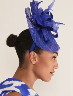 Fascinators & Hats^Phase Eight Purple Bow And Feather Fascinator Azure Blue