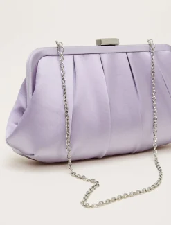 Bags^Phase Eight Purple Satin Pleated Clutch Bag Lilac