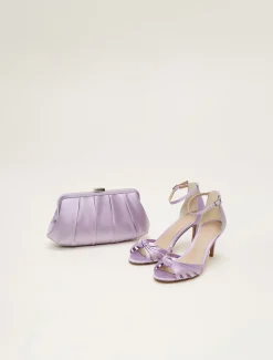 Bags^Phase Eight Purple Satin Pleated Clutch Bag Lilac