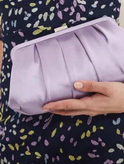 Bags^Phase Eight Purple Satin Pleated Clutch Bag Lilac