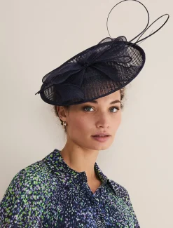 Fascinators & Hats^Phase Eight Quill And Bow Disc Fascinator French Navy