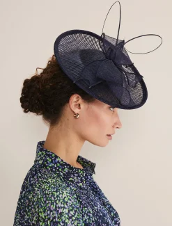 Fascinators & Hats^Phase Eight Quill And Bow Disc Fascinator French Navy
