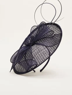 Fascinators & Hats^Phase Eight Quill And Bow Disc Fascinator French Navy