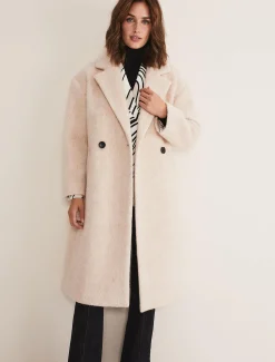 Coats^Phase Eight Quinn Textured Cocoon Coat Warm White