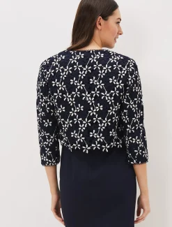 Jackets^Phase Eight Ranie Lace Jacket Navy/Ivory